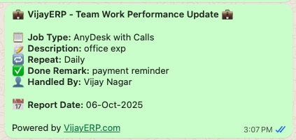VijayERP WhatsApp Alerts Screenshot